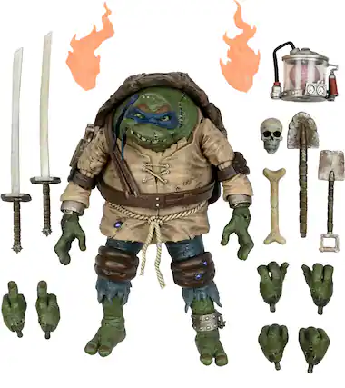 Front. NECA - Universal Monsters/Teenage Mutant Ninja Turtles 7" Scale Action Figure - Leonardo as The Hunchback.