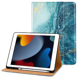 DTTO - Case for iPad 9th/8th/7th Generation 10.2 Inch 2021/2020/2019, Premium Leather Folio Stand - Auto Wake/Sleep - Sandy Wave