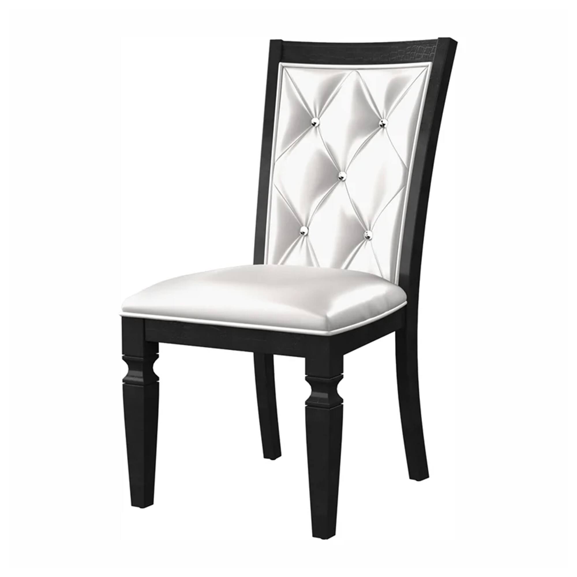 Alt View 1. Manhattan Lane - Hou 9pc Dining Table n Chair Set, Black Silver Faux Crocodile Leather - Black, Silver.