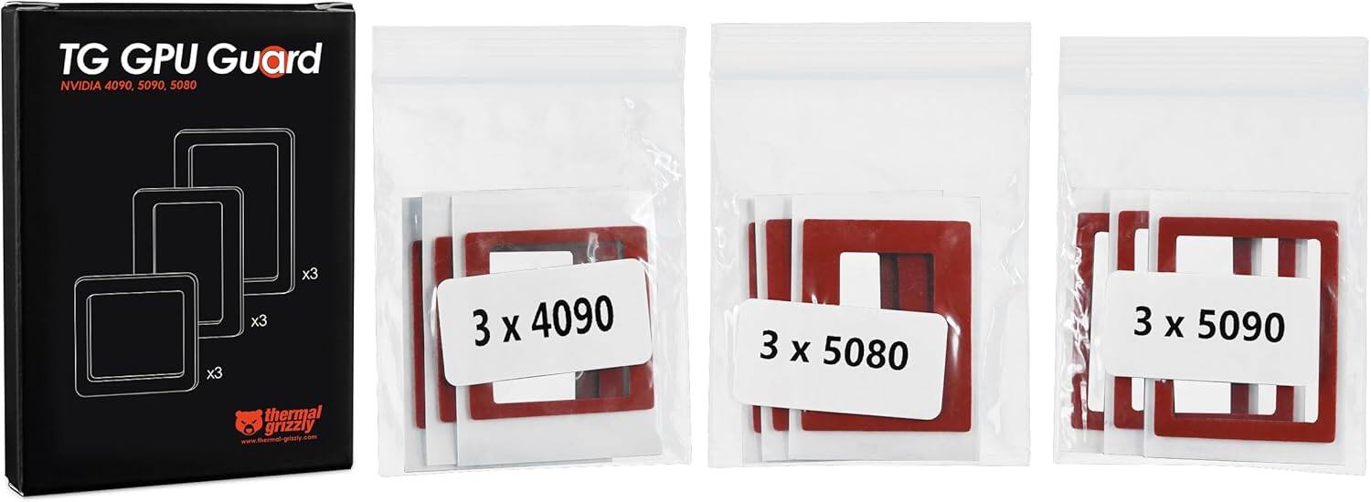 TG GPU Guard NVIDIA 4090, 5090, 5080 x3 x3 x3  
3 X 4090  
3 x 5080  
3 X 5090  
Thermal Grizzly  
www.thaina-gialy.com
