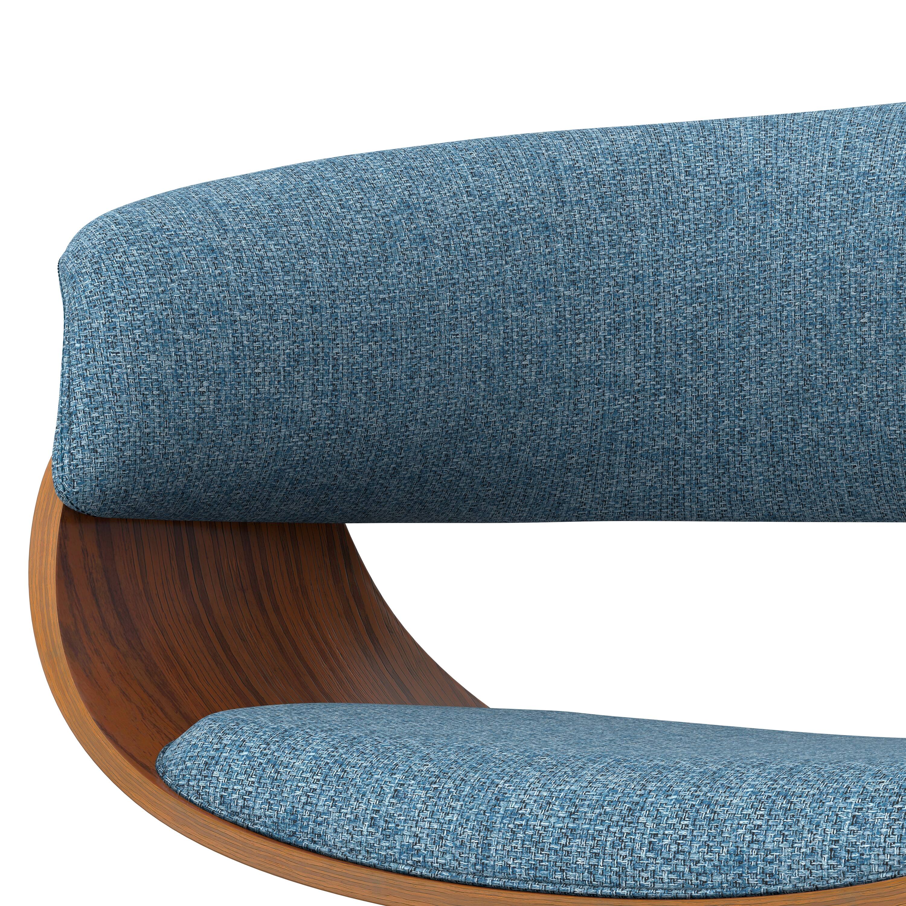 Alt View 8. Simpli Home - Sheldon Mid Century Modern 34 inch Adjustable Swivel Bar Stool in Denim Blue Woven Polyester Fabric - Denim Blue.