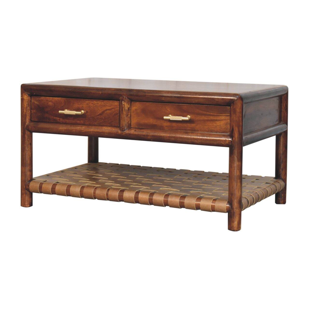 Back. Artisan Furniture - Artisan Furniture Solid Wood Regency Woven Console Table, 4 Drawers, 1 Shelf, Brown - Brown.
