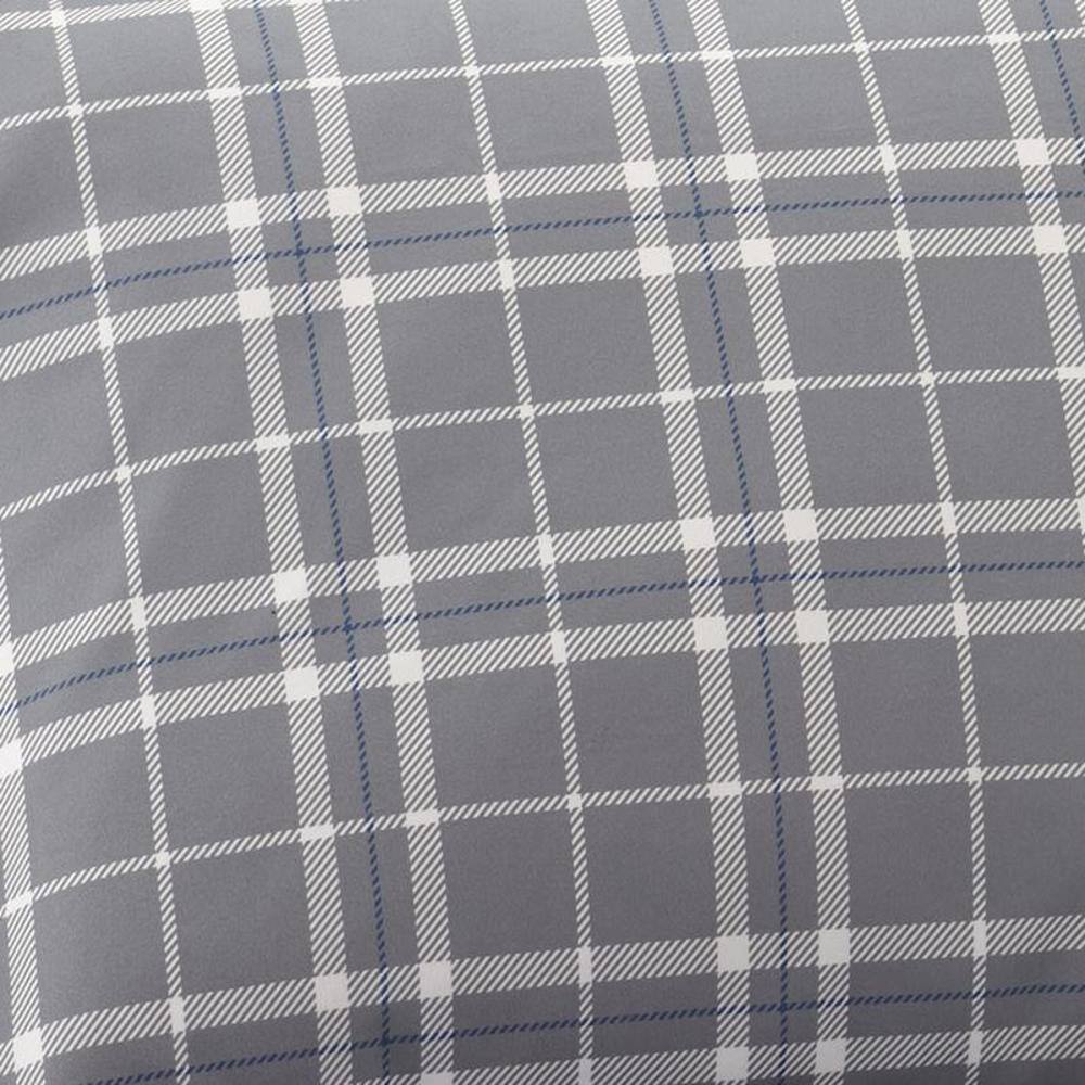 Alt View 2. Shavel Home Products - Shavel Micro Flannel Printed Sheet Set - Queen Flat/Fitted Sheet 2-Pillowcase 21x32" - Carlton Plaid Gray - Carlton plaid gray.