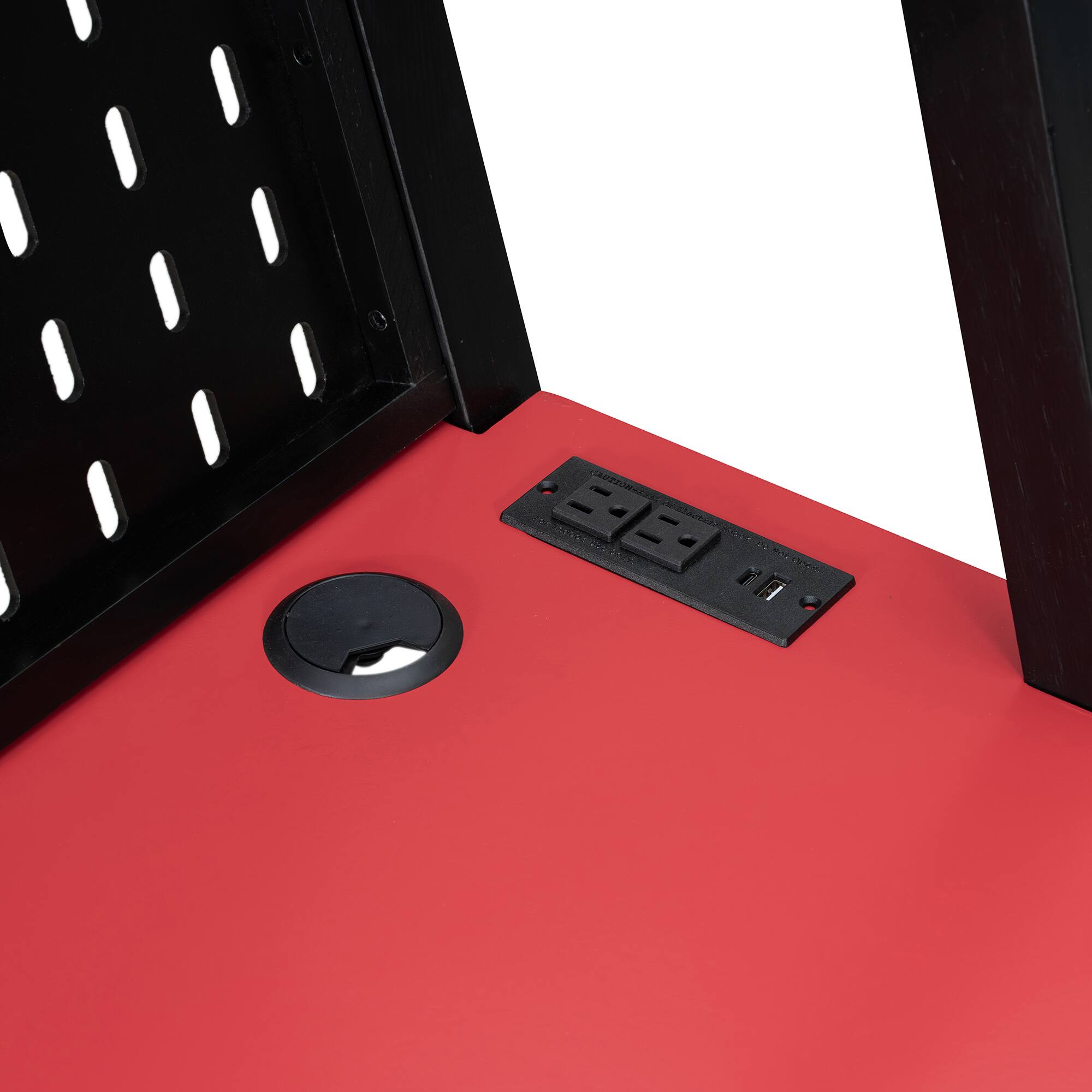 Alt View 4. Anysun - Full Size Bunk Bed with Two Built-In Gaming Desks, USB Desktop Ports & Pegboard Organizer, Gaming Bunk Frame for Gamer - Red.