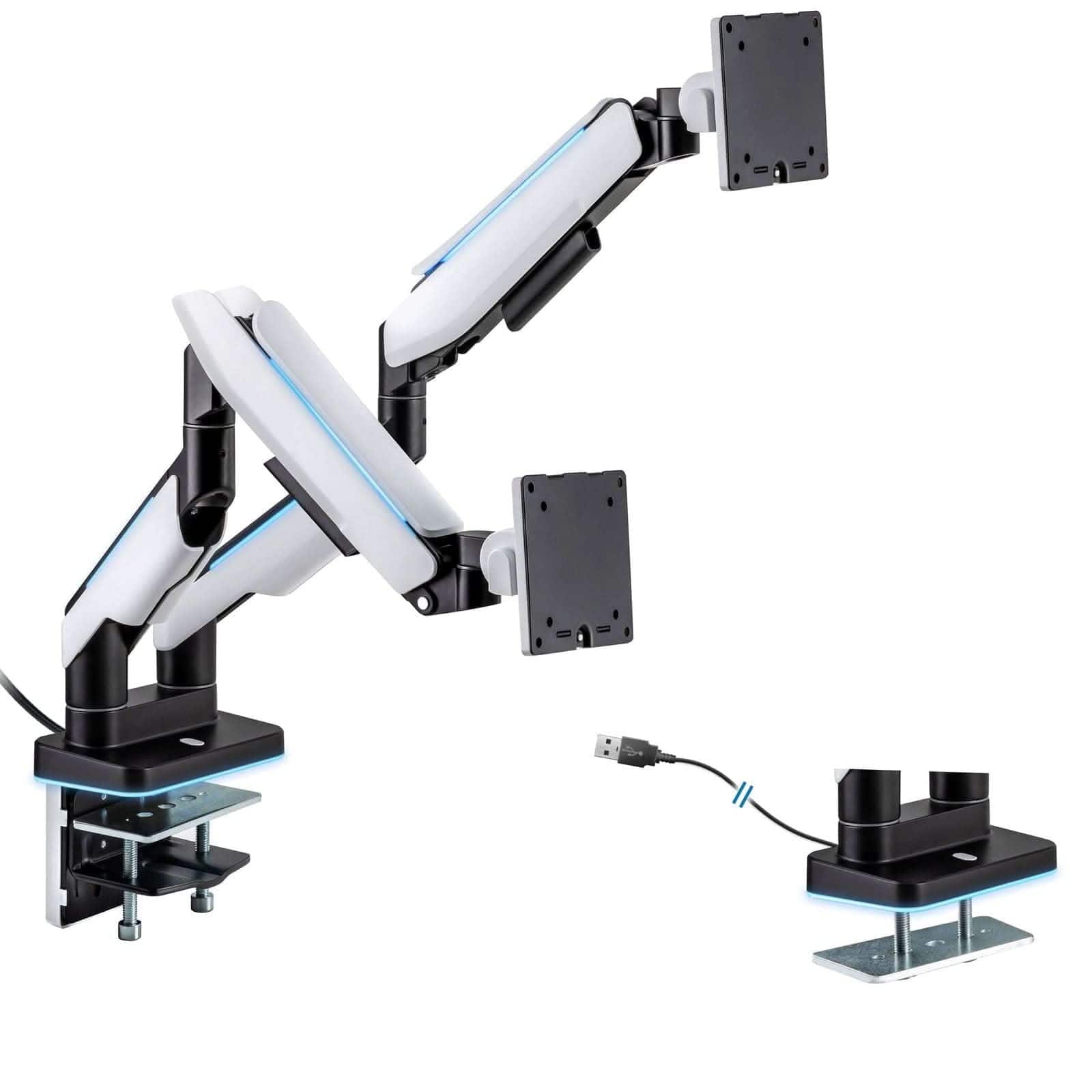 Mount-It! - Heavy-Duty Dual Monitor Arm – Full Motion Desk Mount for up to 35" Screens, Height Adjustable - White