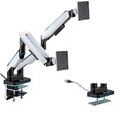 Front. Mount-It! - Heavy-Duty Dual Monitor Arm – Full Motion Desk Mount for up to 35" Screens, Height Adjustable - White.