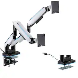 Mount-It! - Heavy-Duty Dual Monitor Arm – Full Motion Desk Mount for up to 35" Screens, Height Adjustable - White