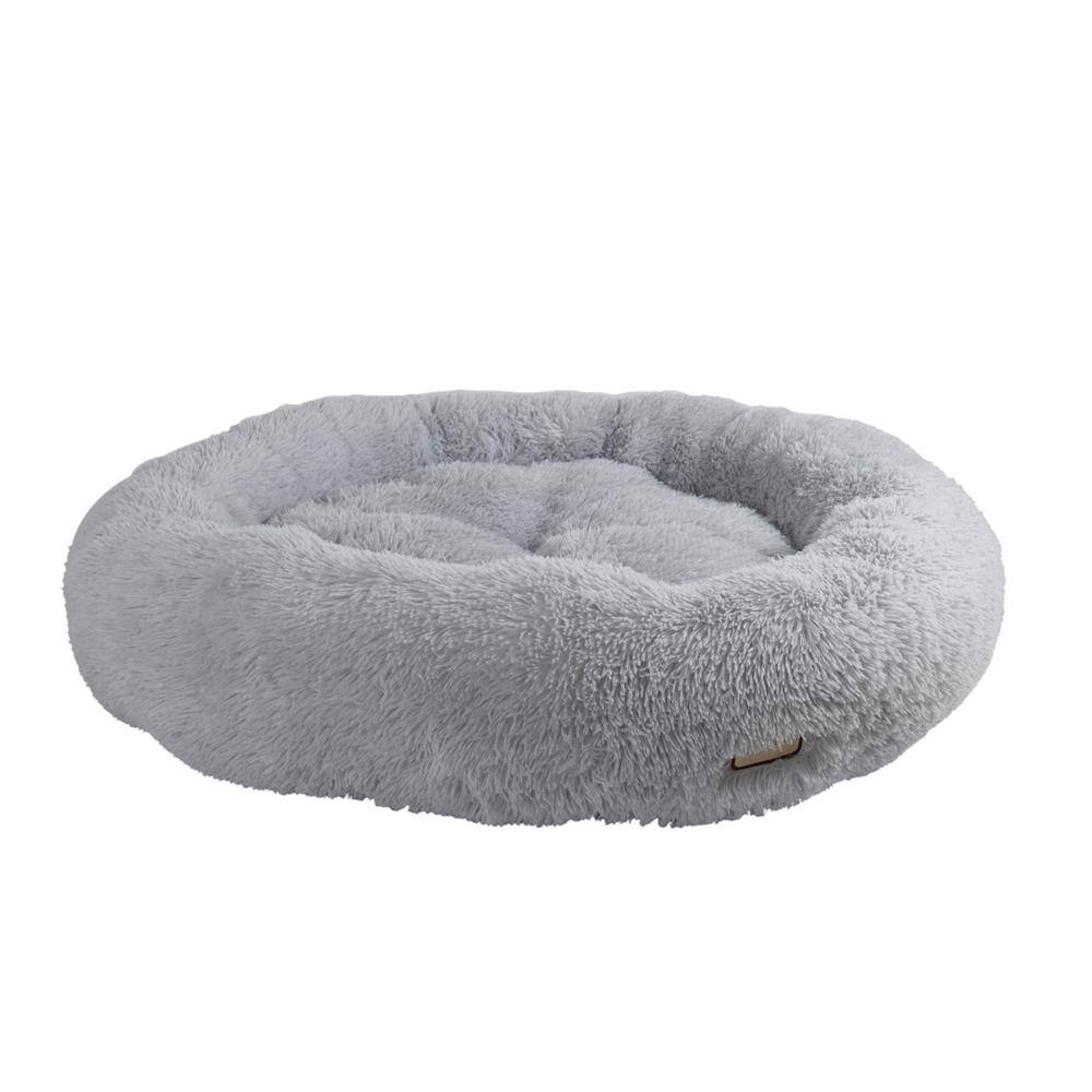 Angle. Armarkat - Extra Large Fluffy Gray Round Cat Bed - Gray.