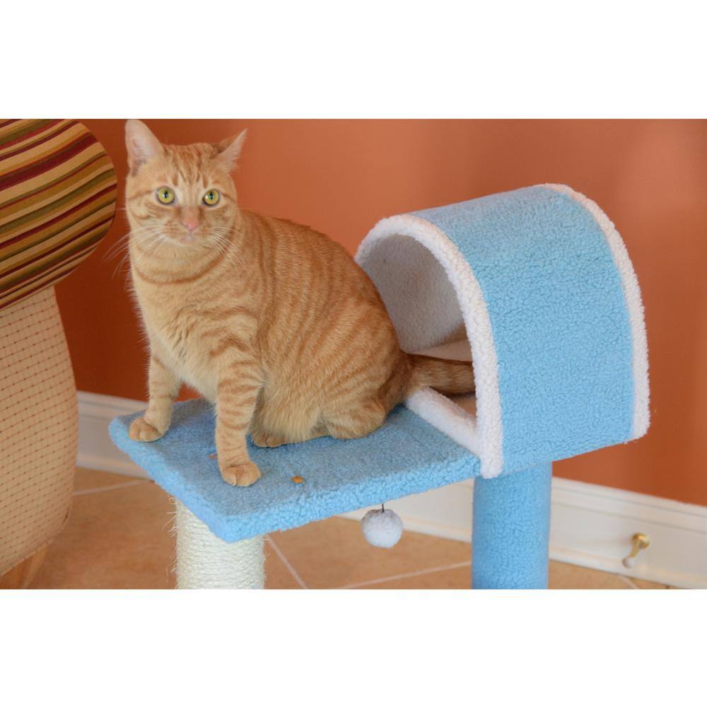Alt View 5. Armarkat - 29 Real Wood Cat Tree With Scratcher And Tunnel For Squeeze - Blue.