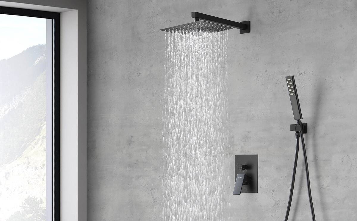 Alt View 6. DOMETOUR - 12 Inch Rain Shower Head and Handheld Shower System with NPT , Shower Faucet Set for Bathroom Shower Fixtures - Matte Black.