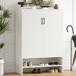 GOODSILO - 7-Tier Hidden Shoe Storage Cabinet with Adjustable Shelves for Entryway Hallway Living Room Organizer - White