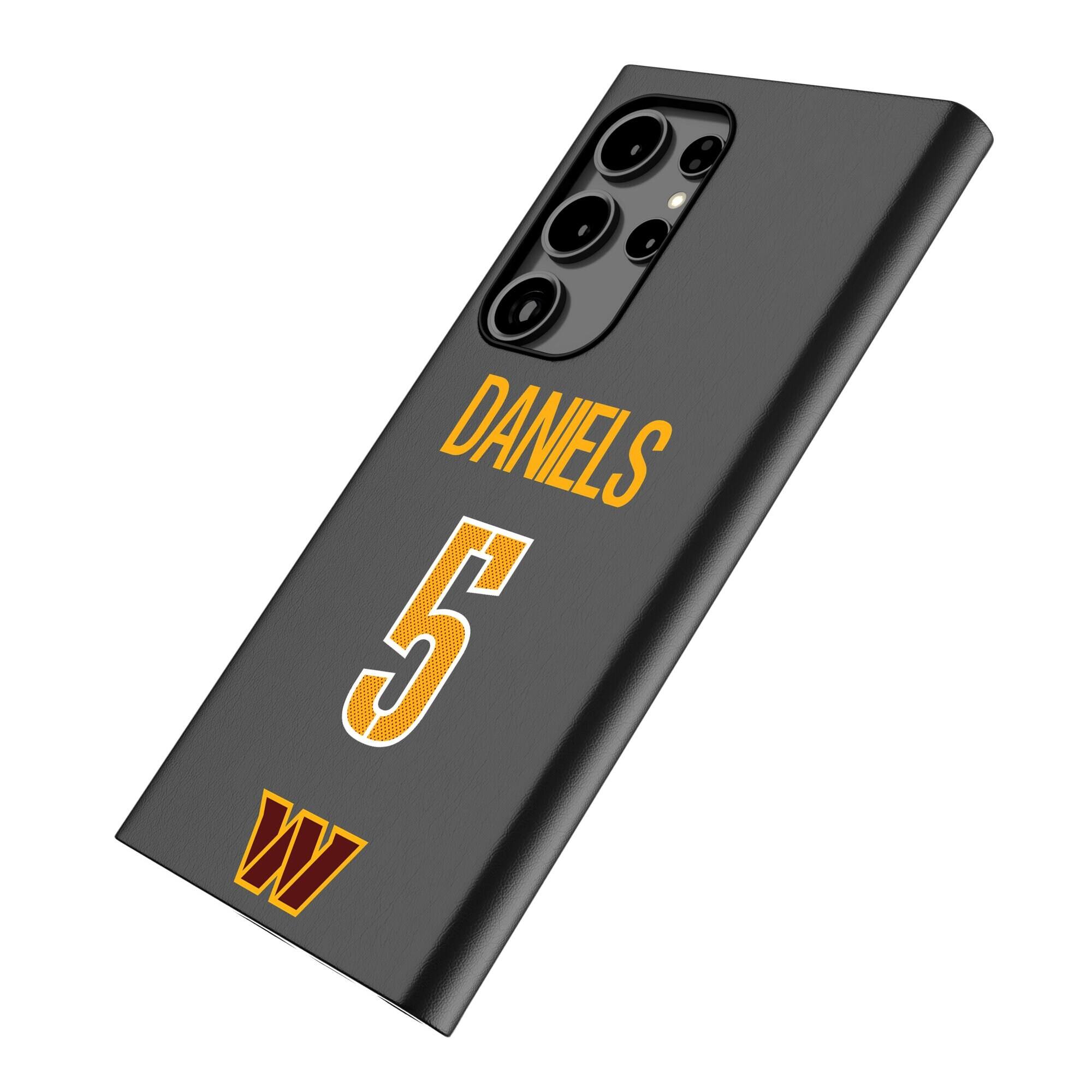 Alt View 1. Keyscaper - Jayden Daniels Black Washington Commanders Galaxy Magnetic Bump Case - S25 Ultra - Black.