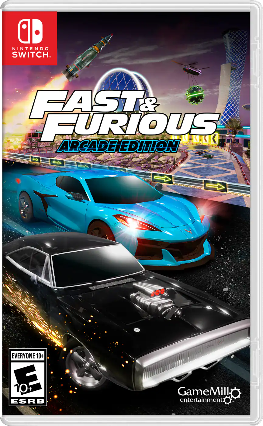 NINTENDO SWITCH
FAST & FURIOUS ARCADE EDITION
EVERYONE 10+ ESRB
GameMill entertainment - E10+ (Everyone 10+)
