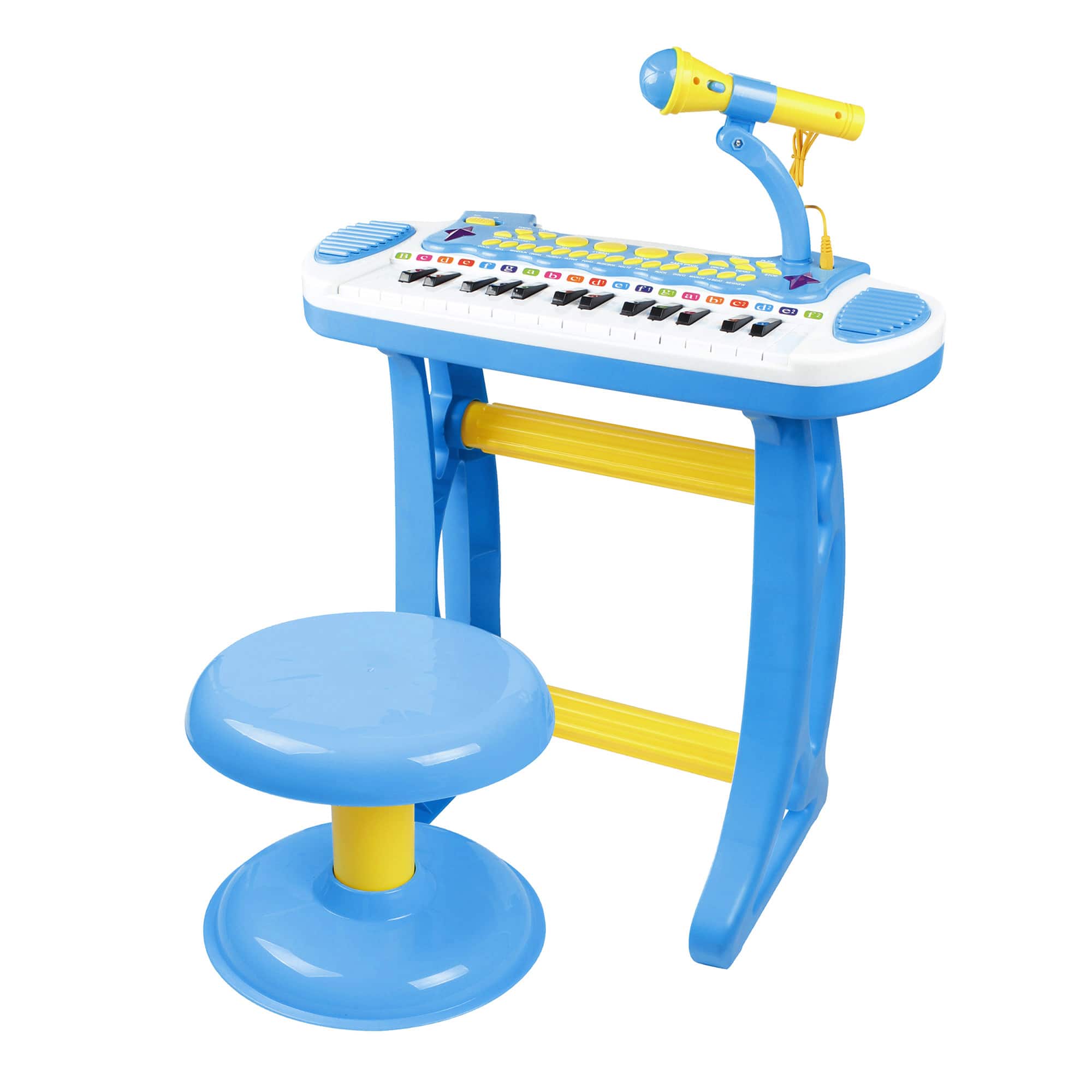 Qaba - 31-Key Kids Toy Keyboard Piano, Electronic Musical Instrument with Stool, Microphone and Bright Flashing Lights
