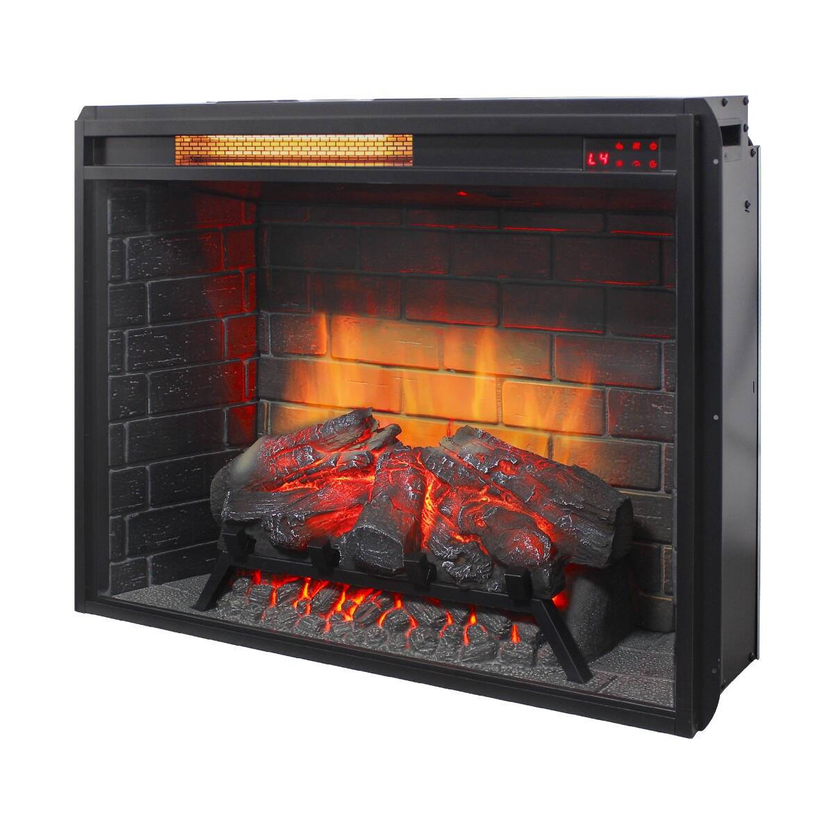 Back. Loheer - Loheer 28 inch infrared electric fireplace Insert with Removable Trim Kit, 1500W Heater, Antique Black - Antique Black.