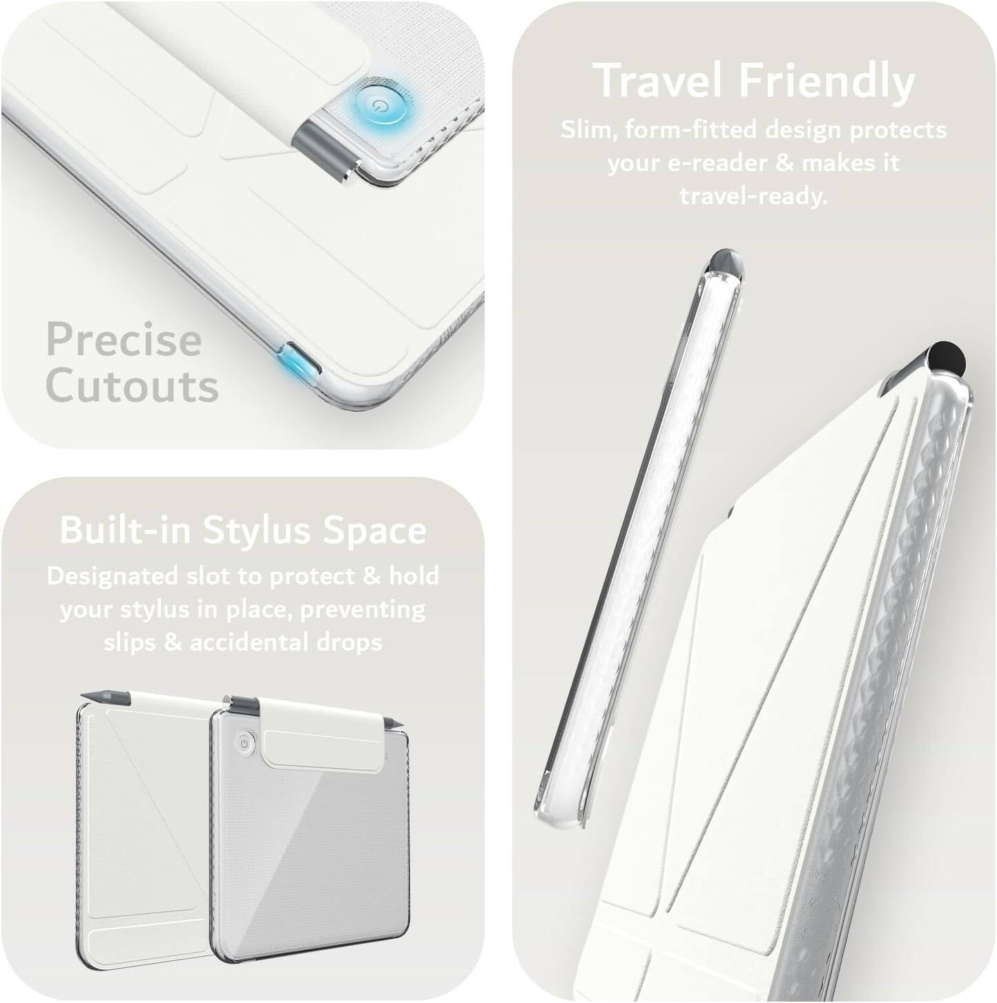 Travel Friendly  
Slim, form-fitted design protects your e-reader & makes it travel-ready.

Precise Cutouts

Built-in Stylus Space  
Designated slot to protect & hold your stylus in place, preventing slips & accidental drops