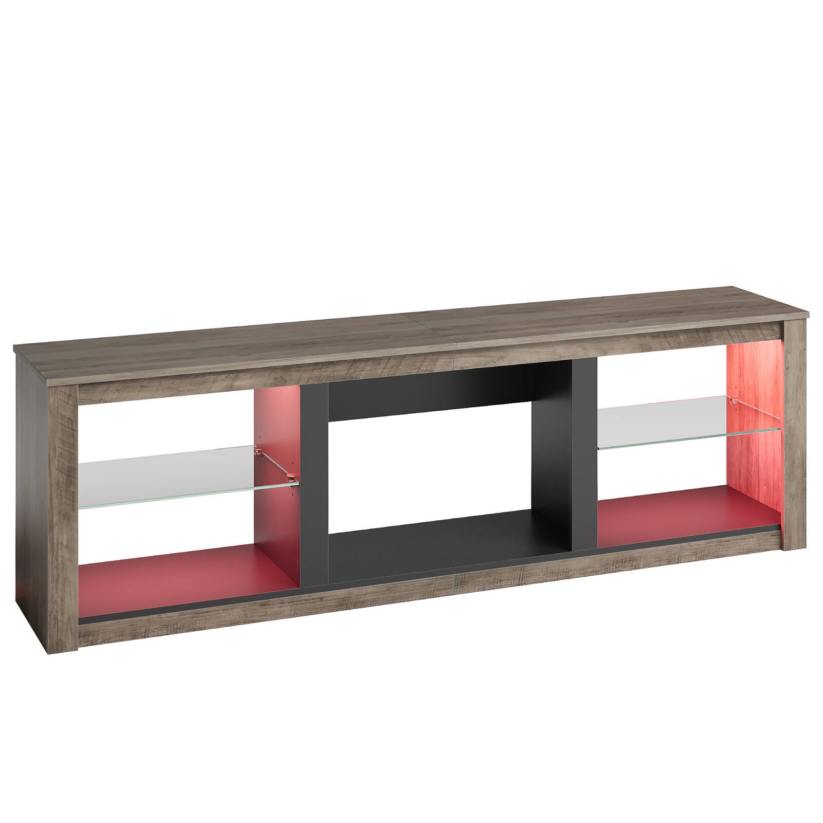Alt View 35. Bestier - 70" TV Stand with LED Lights and Glass Shelves for TVs up to 75" - Grey Wash.