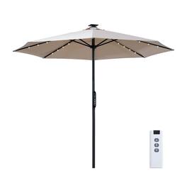 Mondawe - 10ft Electric Patio Umbrella with Remote and LED Light - Tan
