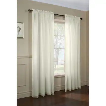 Front. Commonwealth Home Fashions - Commonwealth Thermavoile Rhapsody Lined Tailored Pole Top Curtain Panel - 54x84" - Ivory - Ivory.