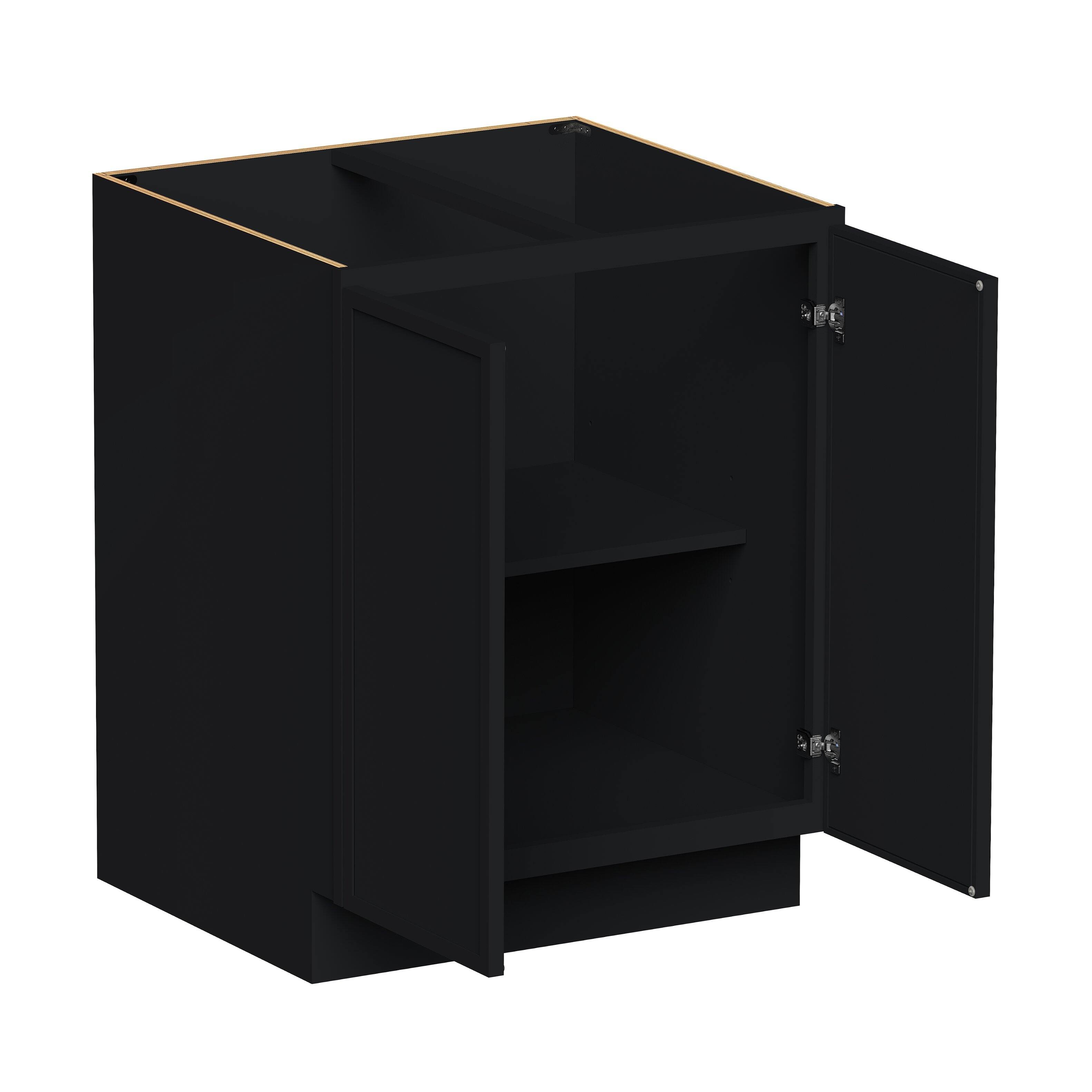 Angle. Boyel Living - 27-in W x 34.5-in H x 24-in D Shaker RTA Kitchen Full Height Door Base Cabinet with Soft-Close - Black.