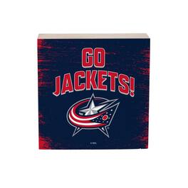 Evergreen Enterprises - Columbus Blue Jackets 6" Square Fan Chant Wood Block Shelf Sign - Multicolor