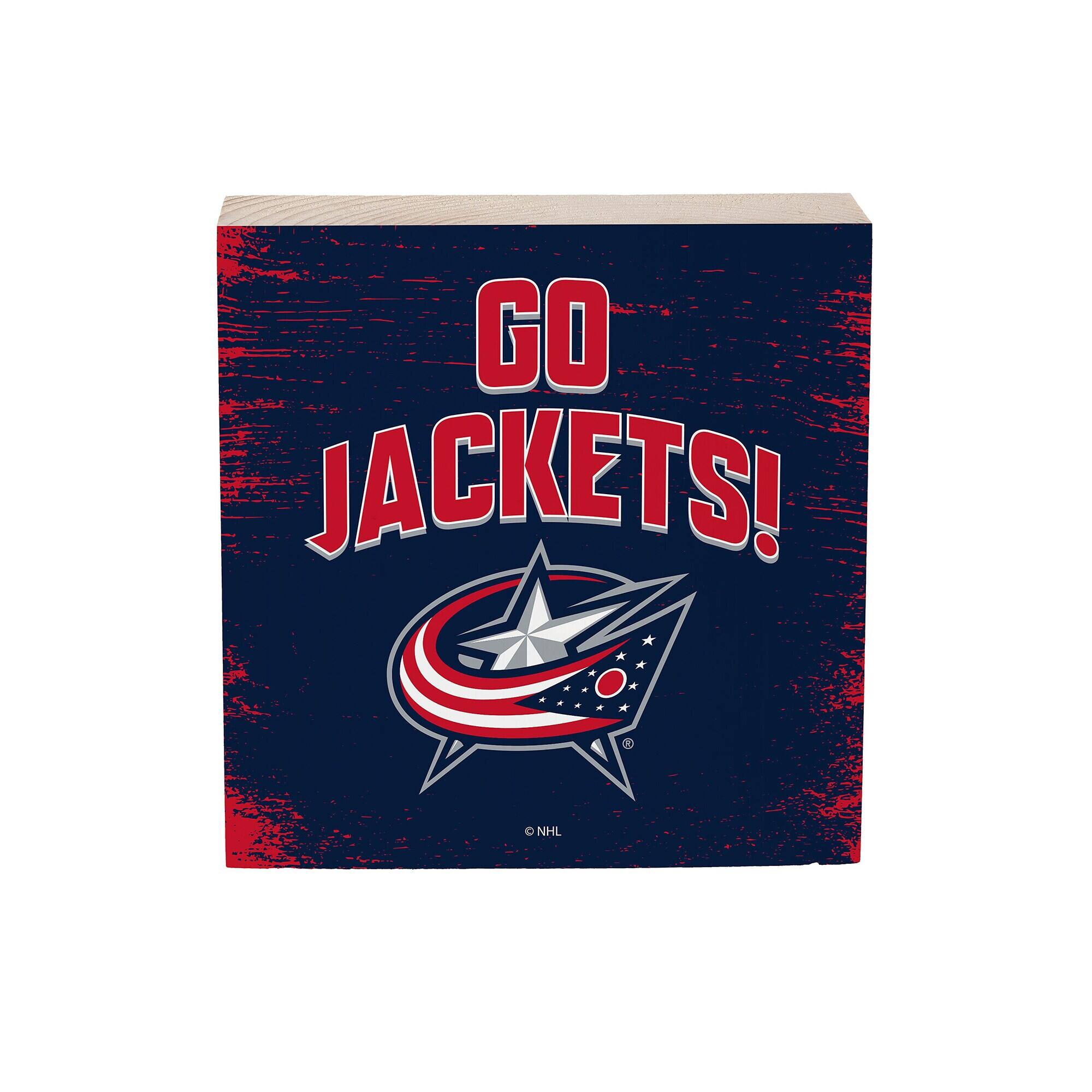 Columbus Blue Jackets 6" Square Fan Chant Wood Block Shelf Sign