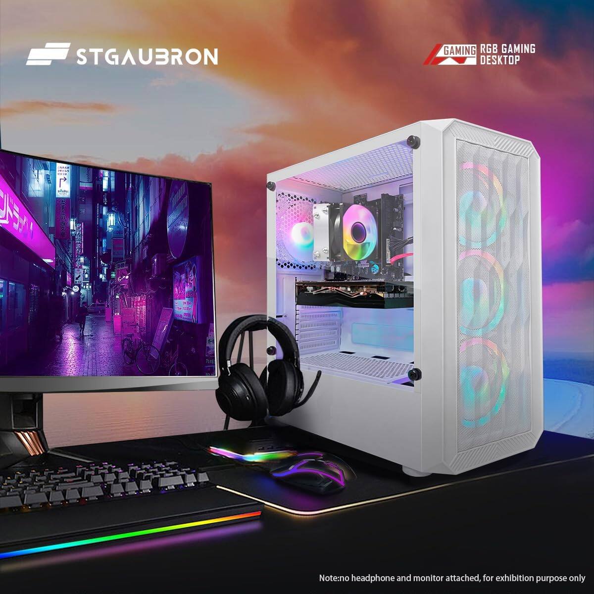 STGAUBRON  
GAMING RGB GAMING DESKTOP  
Note: no headphone and monitor attached, for exhibition purpose only