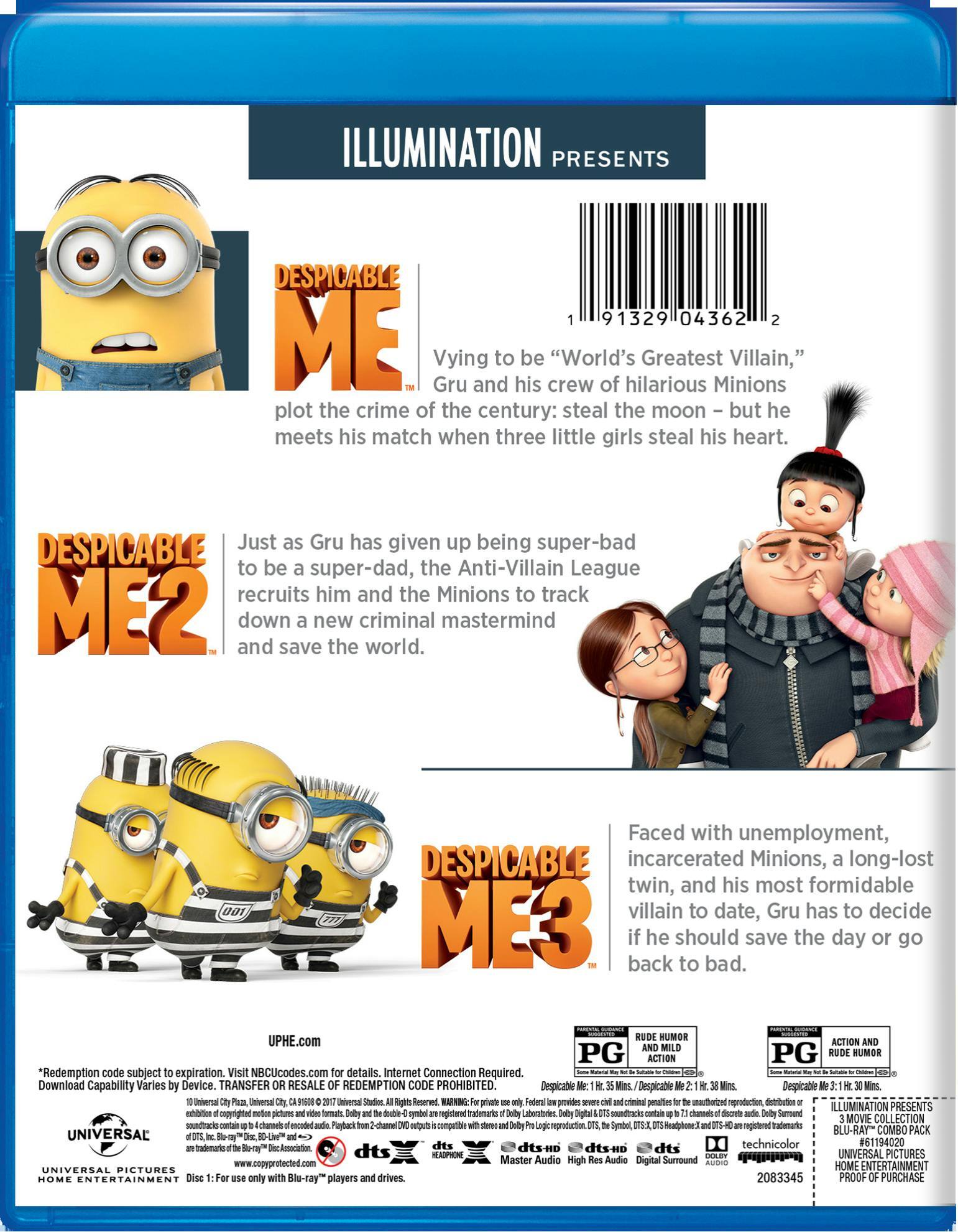 Angle. Illuminatiion Presents: Despicable Me 3-Movie Collection (DVD + Digital) [Blu-ray].