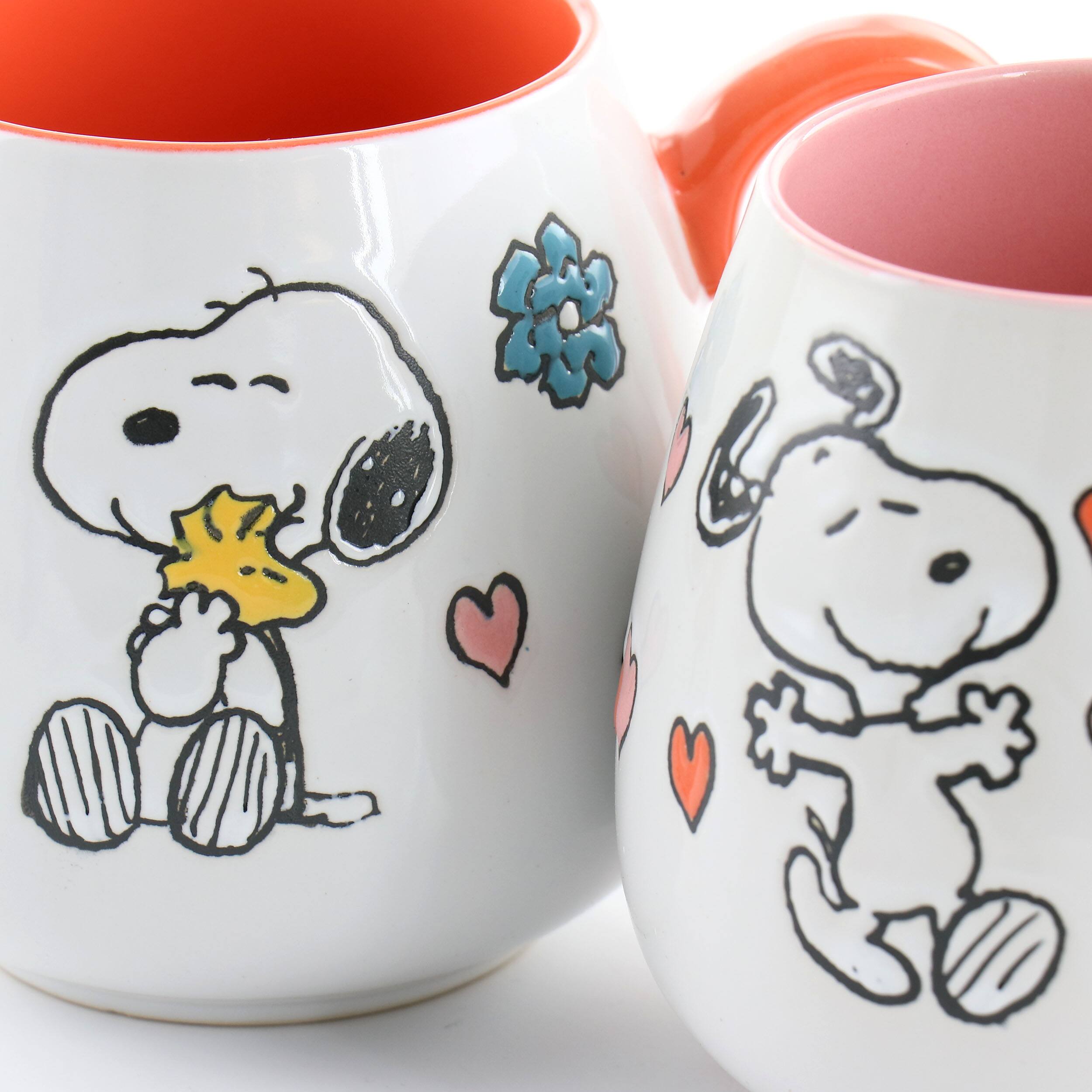 Alt View 3. Peanuts - Peanuts 4 Piece 20 Ounce Stoneware Wax Relief Cup Set in 2 Assorted Designs - Assorted.