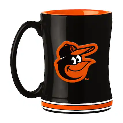 Front. Logo Brands - Baltimore Orioles 14oz. Relief Mug - Multicolor.