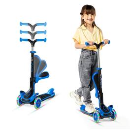 Lifemaster - 3-Wheel Kids Scooter with Foldable Seat and LED Wheels - Blue