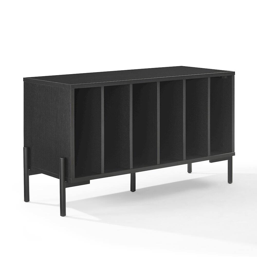Alt View 3. Crosley Furniture - Greenwich Medium Record Player Stand With Vinyl Storage - Black.