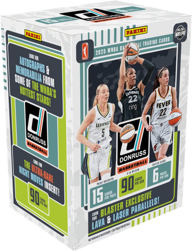 1 PANINI LOOK FOR MEMORABILIA AUTOGRAPHS & SOME OF THE HOTTEST WNBA'S STARS!
0 DONRUSS BASKETBALL THE LOOK FOR MIGHT ULTRA-RARE MOVES INSERT! 90 PER BOX
15 CARDS PER PACK
6 PACKS PER BOX
90 CARDS PER BOX
100% BLASTER EXCLUSIVE LAVA & LASER PARALLELS!
SEE PACK FOR DETAILS - NECESSARY PURCHASE