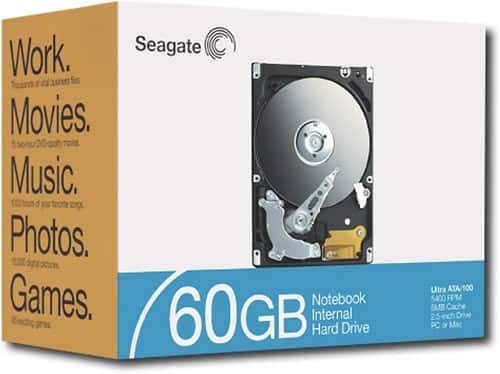 Angle Standard. Seagate - 60GB Internal Notebook Hard Drive.