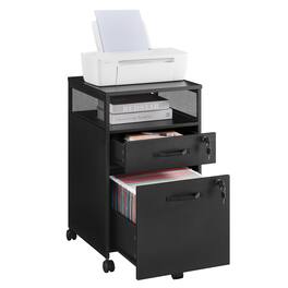 Songmics Home - File Cabinet, Mobile Filing Cabinet with Wheels, 2 Lockable Drawers, Open Shelf, for A4, Letter Size - Ink Black