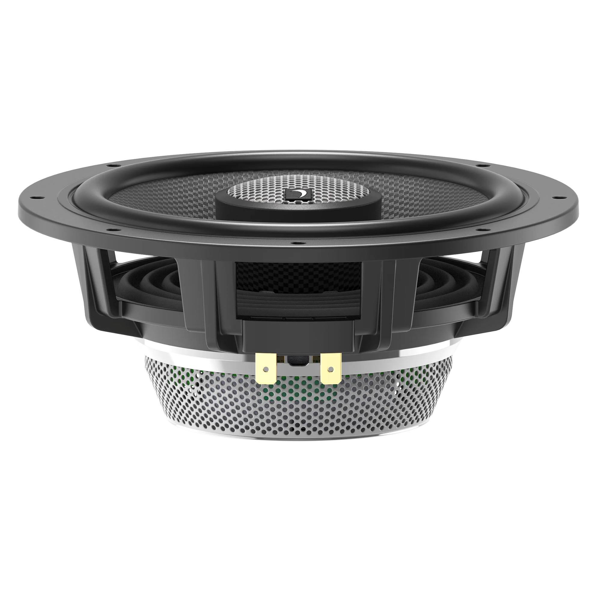 Alt View 10. Diamond Audio - Diamond Audio HXM65F2BK Motosport 2-way 6.5" 2-ohm Flush Mount Speaker Black Carbon Cone Speaker - 450w Max/150w RMS - Black/Gray.