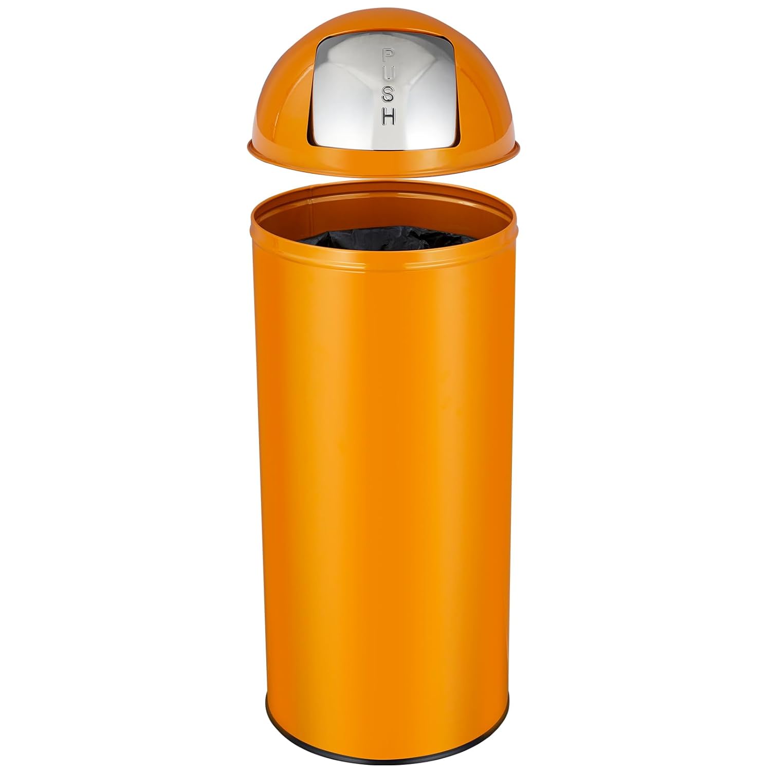 Alt View 3. Homhougo - 17 Gal / 65L Push Lid Trash Can Commercial Grade Heavy Duty Tall Commercial Trash Can Brushed Stainless Steel - Orange.