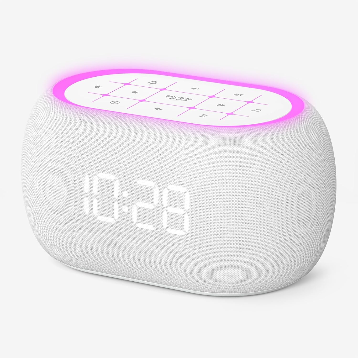 Stamp n Camp - ANJANK White Noise Sound Machine Alarm Clock with Bluetooth Speaker, 21 Relaxing Sounds, 7 Night Lights,0-100% Volume - B-white-B-White
