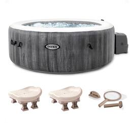 Intex - PureSpa Plus Inflatable Hot Tub Jet Spa with Maintenance Kit and 2 Seats - Gray