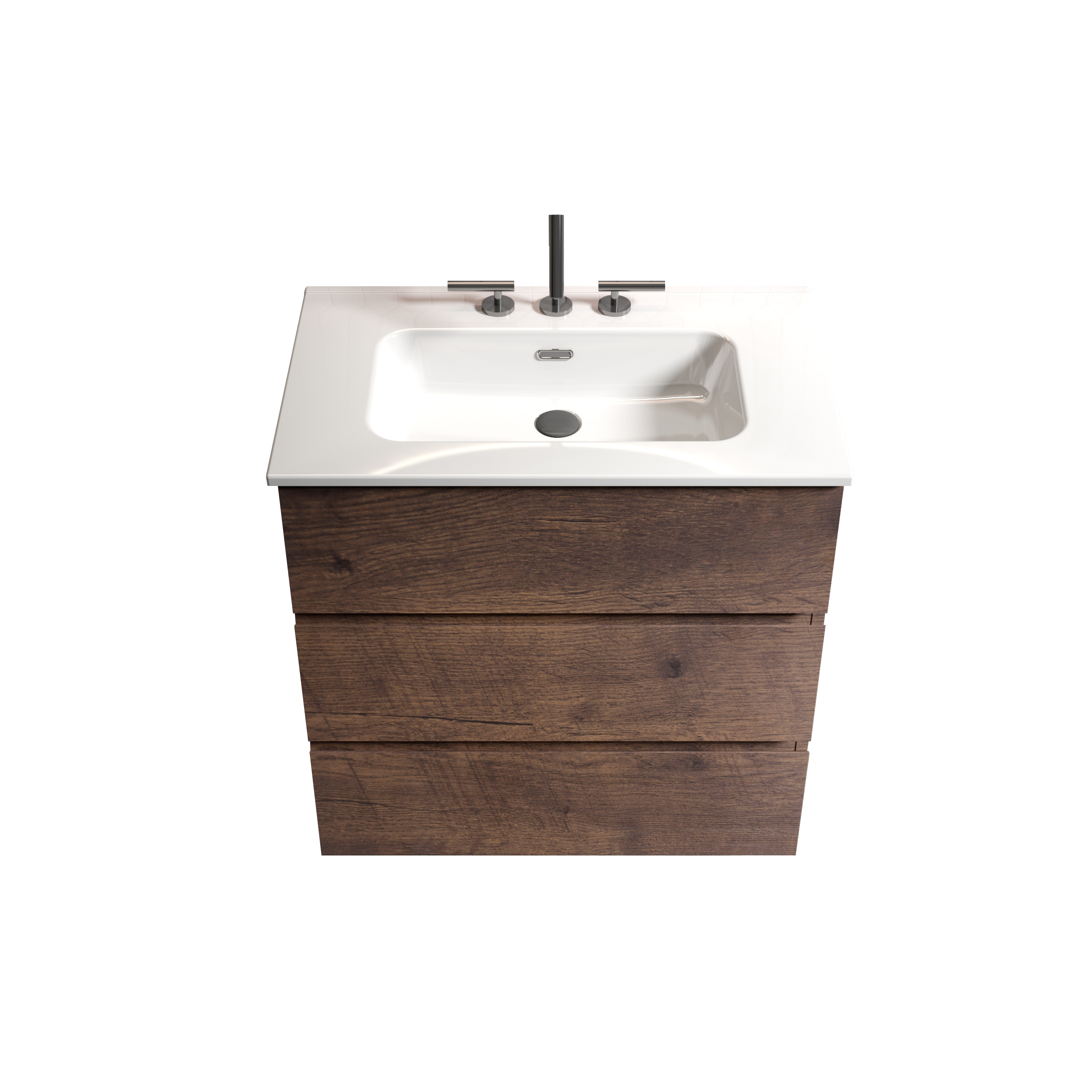 Alt View 6. Boyel Living - 30 Inch Walnut Bathroom Vanity with Sink, Large Storage, Freestanding Design, One-Piece Basin, Pre-Assembled - White+Walnut.
