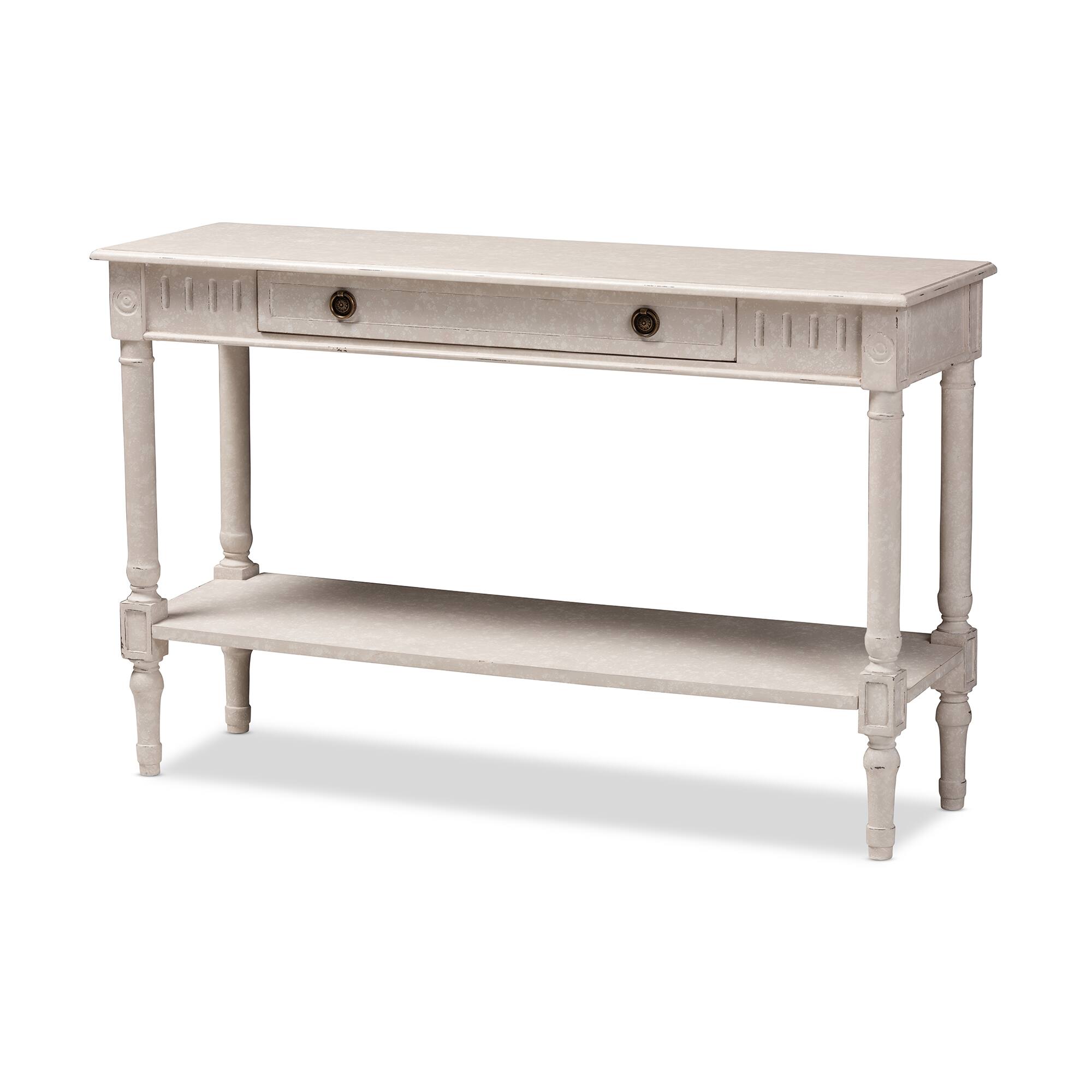 Front. Baxton Studio - Ariella Country Cottage Farmhouse 1-Drawer Console Table - Whitewashed.