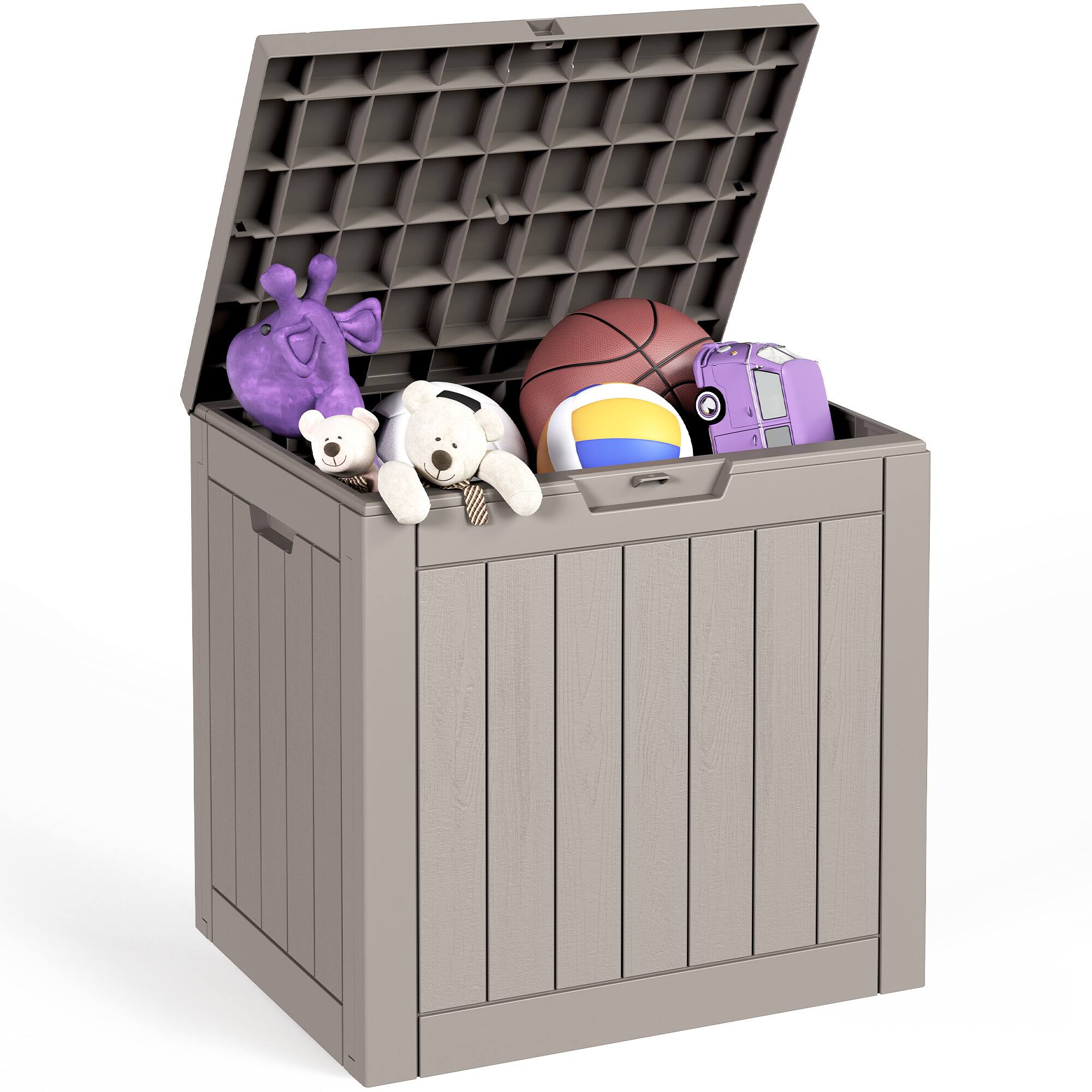 Front. Sersper - Sersper Outdoor Storage Box, 30 Gallon Deck Box, Waterproof Resin, Lockable Lid, UV Resistant, Brown - Brown.