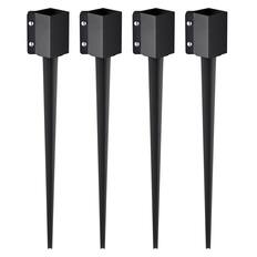 Front. VEVOR - Fence Post Anchor Ground Spike, 4 Pack 36 x 4 x 4 Inches Outer Diameter (Inner Diameter 3.5 x3.5 Inches) - Black.