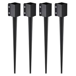 VEVOR - Fence Post Anchor Ground Spike, 4 Pack 36 x 4 x 4 Inches Outer Diameter (Inner Diameter 3.5 x3.5 Inches) - Black