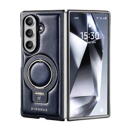 Dteck - Premium Leather Shockproof Non-Slip Magnetic Invisible Ring Stand Phone Case for Samsung Galaxy Z Fold8 Ultra - Blue