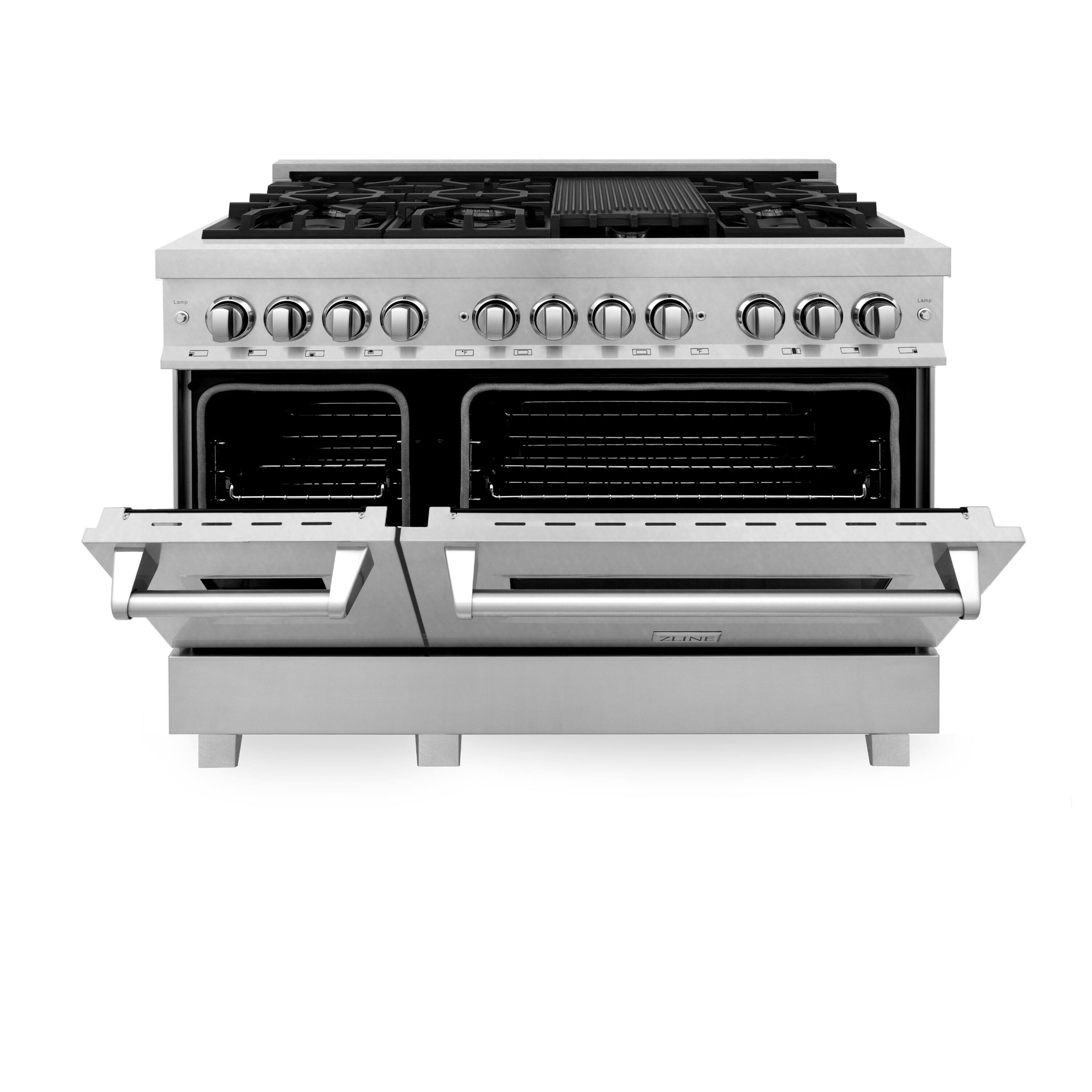 Angle. ZLINE - ZLINE 48 in. Legacy Dual Fuel Range with 7 Burners and 2 Ovens (RAS-SN-48) - Stainless Steel.