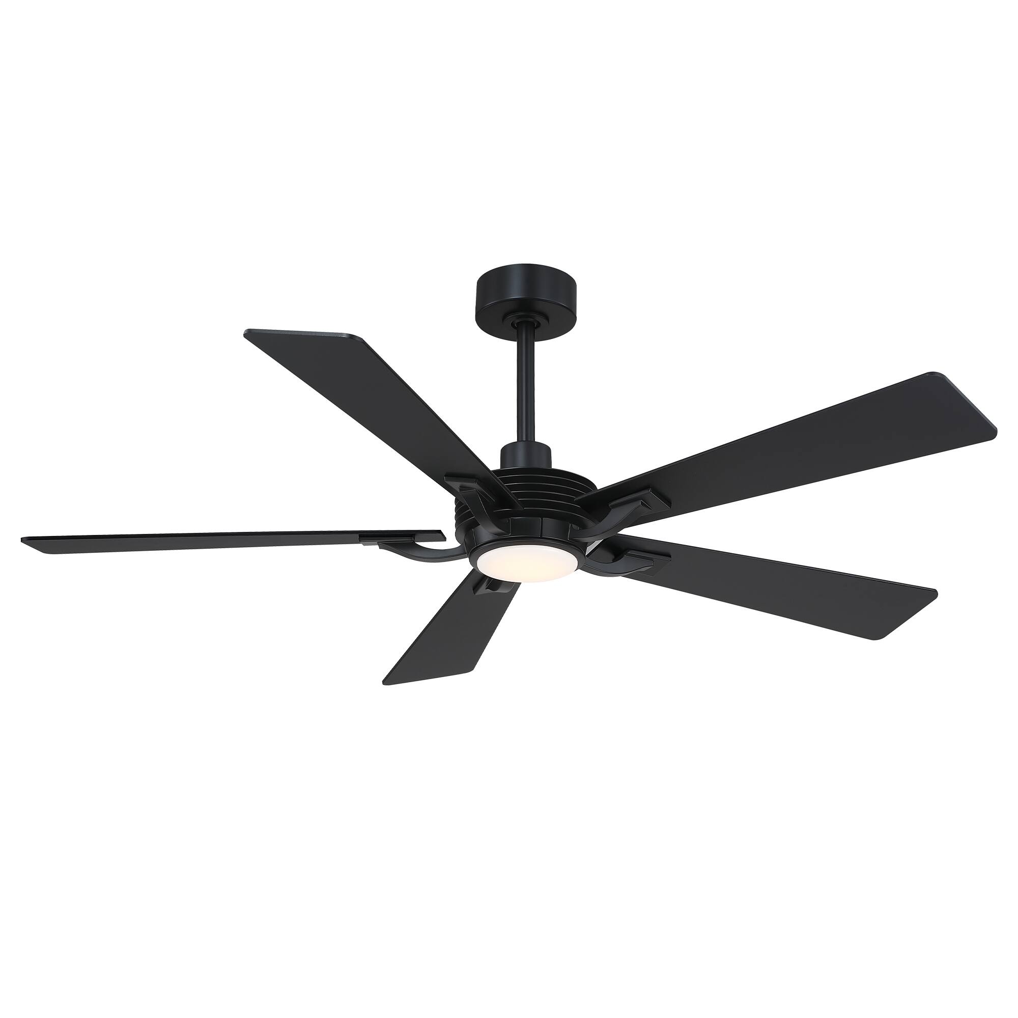 Alt View 1. Parrot Uncle - 56" Modern Black 5-Blade Ceiling Fan with Dimmable Light and Remote - Black.
