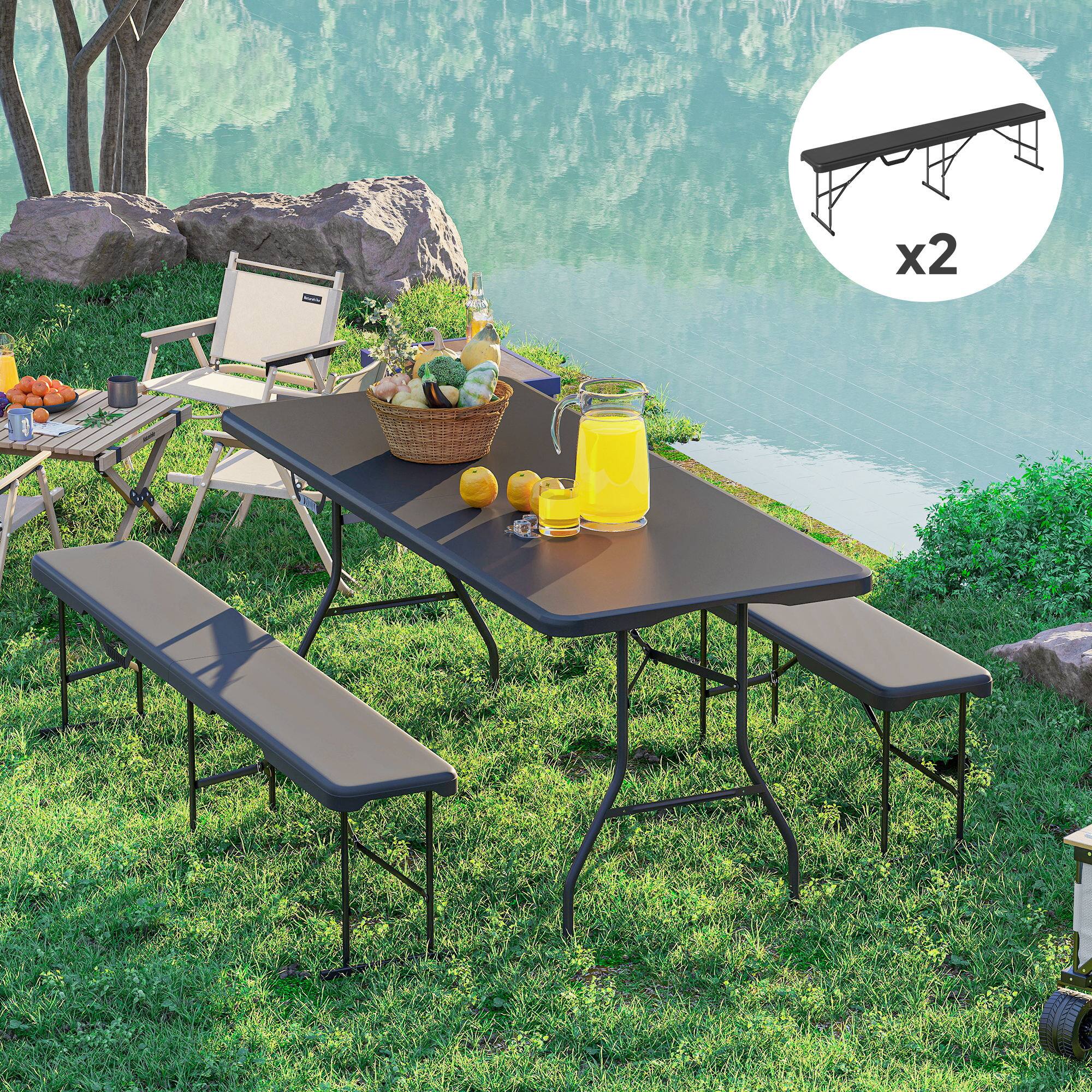 Alt View 8. Outsunny - Pack 6 ft Portable Foldable Bench Seats - Black.
