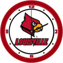 MpDirect - Louisville Cardinals 11.5'' Suntime Premium Glass Face Traditional Logo Wall Clock - Multicolor