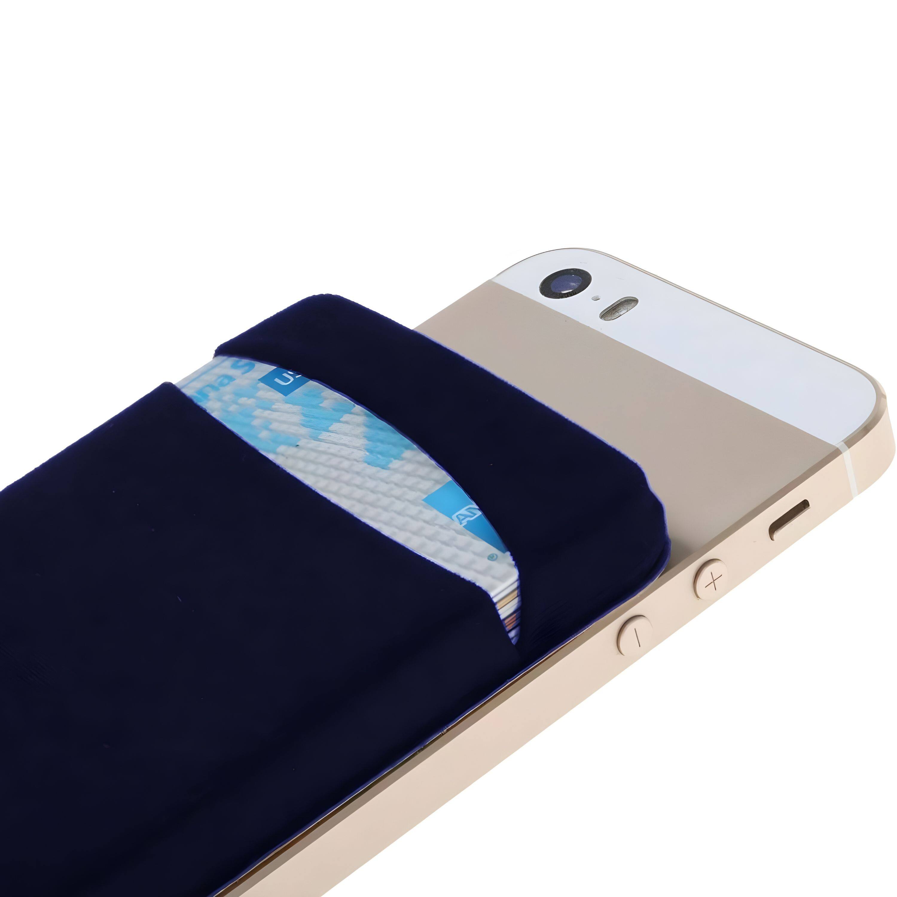 Angle. Kitcheniva - Universal Adhesive Pocket Stick-On Wallet For Cell Phone - Dark Blue.